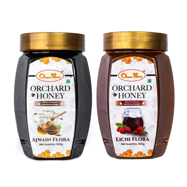 Orchard Ajwain & Lychee Flora Honey 500Gm Combo Pack of 2