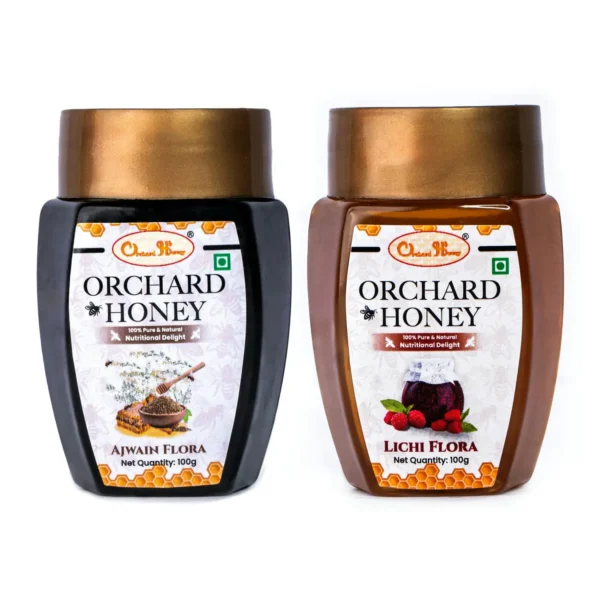 Orchard Ajwain & Lychee Flora Honey 100Gm Combo Pack of 2
