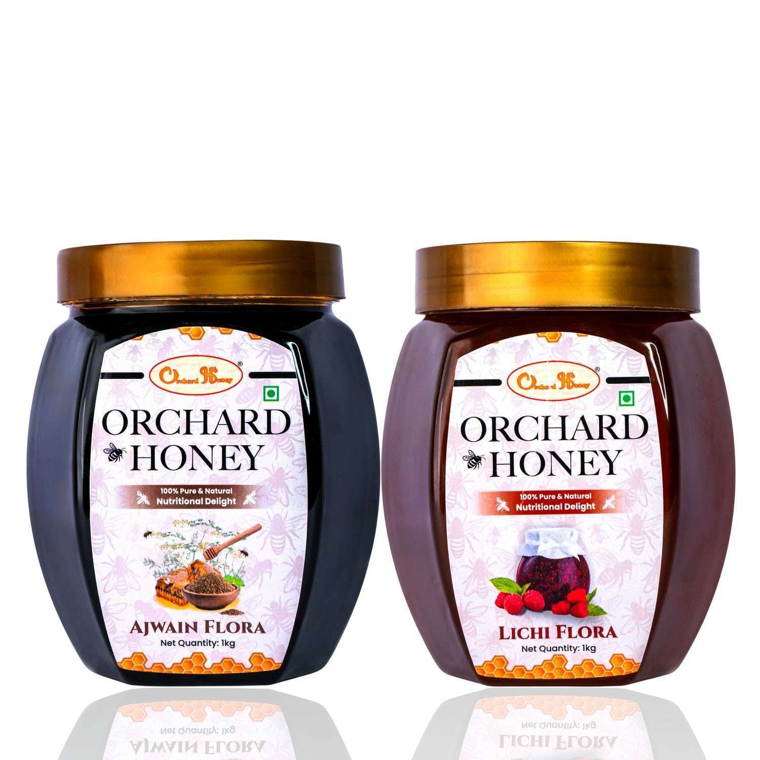 Orchard Ajwain & Lychee Flora Honey 1kg Combo Pack of 2