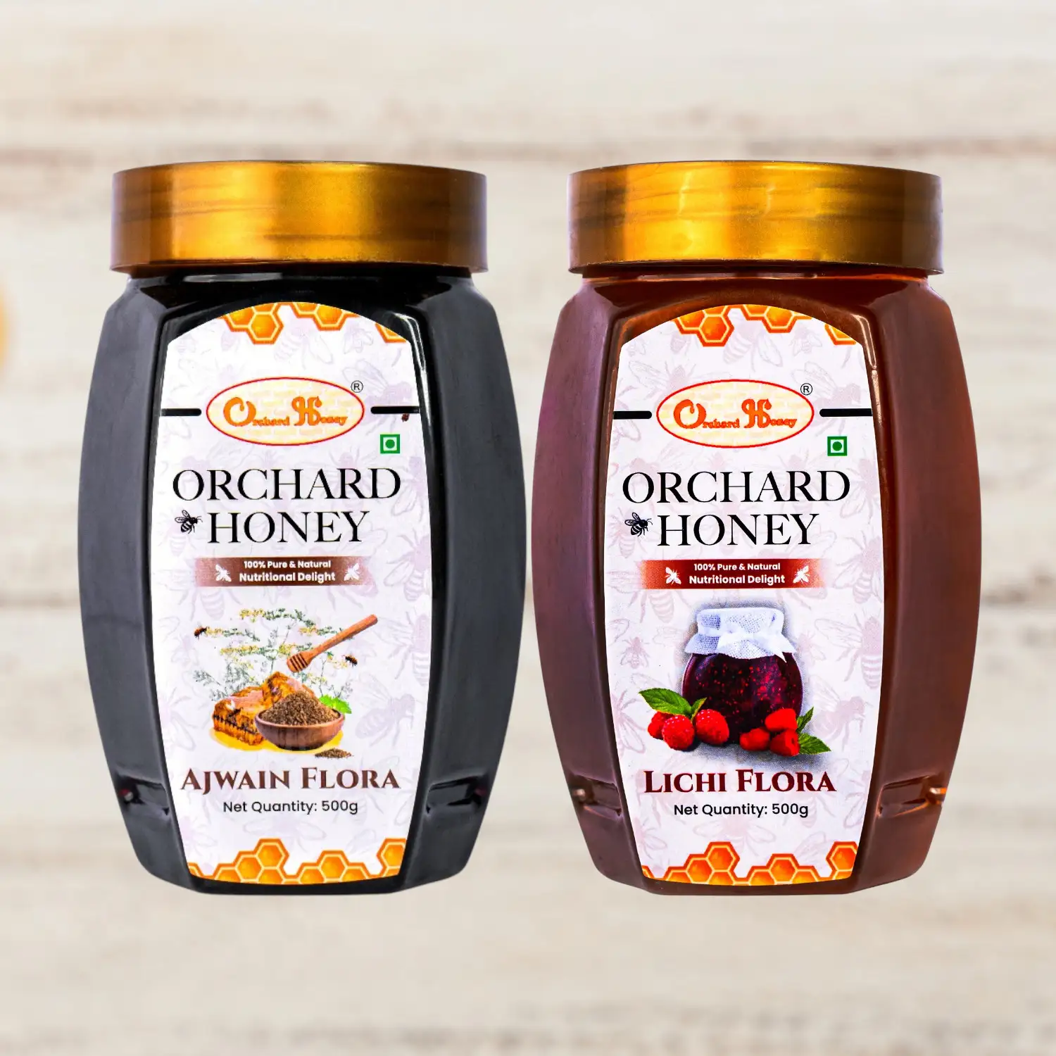 Orchard Ajwain & Lychee Flora Honey 500Gm Combo Pack of 2 - Image 3
